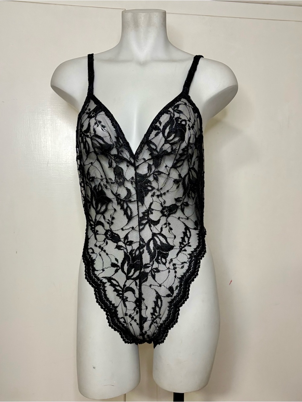 Vintage 80s/90s Sheer Lace Lingerie Sexy Thong Bodysuit